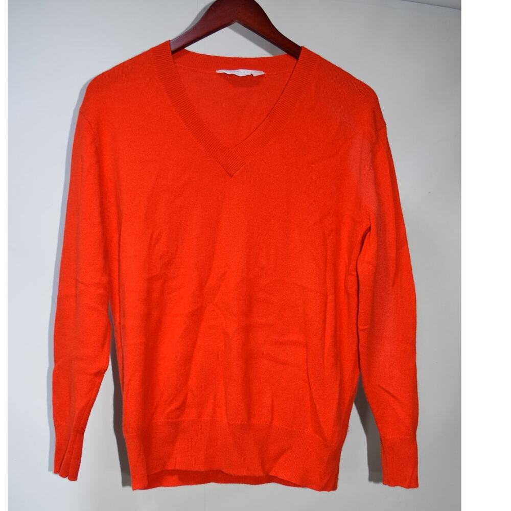 Everlane 100% Cashmere V-Neck Sweater Bright Orange Women’s XS